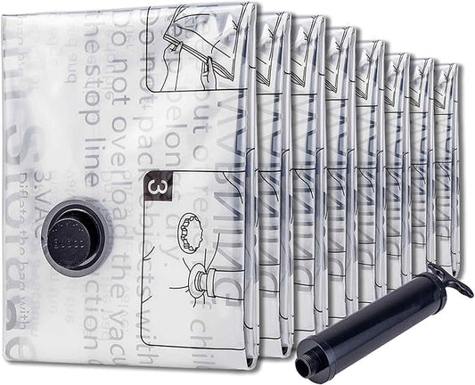 Vacuum Storage Bags 8 XXL Jumbo, Space Saver Bags with Travel Hand Pump, Compression Airtight Sealer Bags for Clothes, Bedding, Pillows, Comforters, Blankets