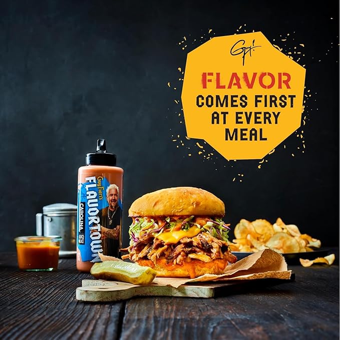 Flavortown BBQ Sauce Variety Pack - Gourmet BBQ Sauce, Barbecue Sauce Set, BBQ Sauce Sampler, Grilling Sauces Gift Set, Carolina, Money Honey, Mop, Smokin' Hickory - 14 Ounce (Pack of 4)