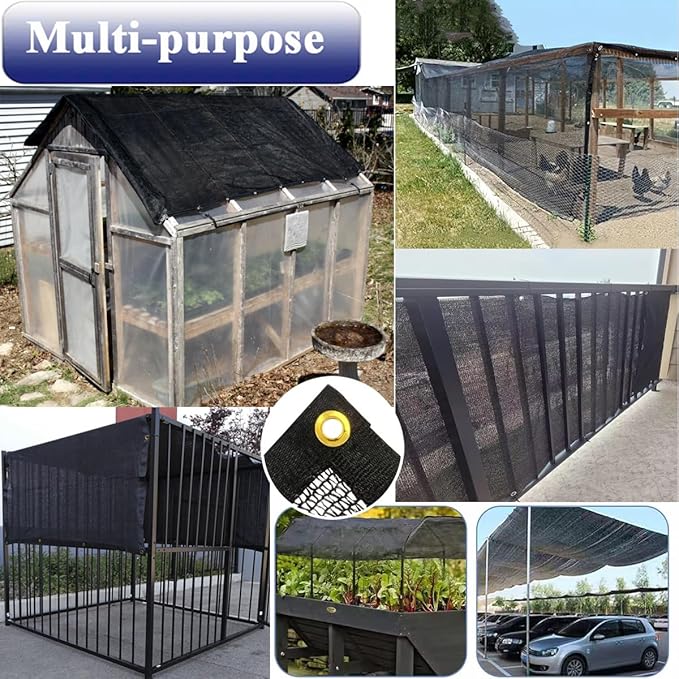 10x30 Ft Shade Cloth for Garden, 90% Black Sun Shade Fabric with Grommets for Plants Heat Protection, Outdoor Sunblock Mesh Cover for Greenhouse, Balcony, Deck, Porch, Carport, Pool