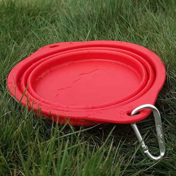 Collapsible Silicone Dog Bowl with Carabiner, 3 Sizes 5-27oz, Portable Pet Outdoor,Travel Bowl,(Black and Red)