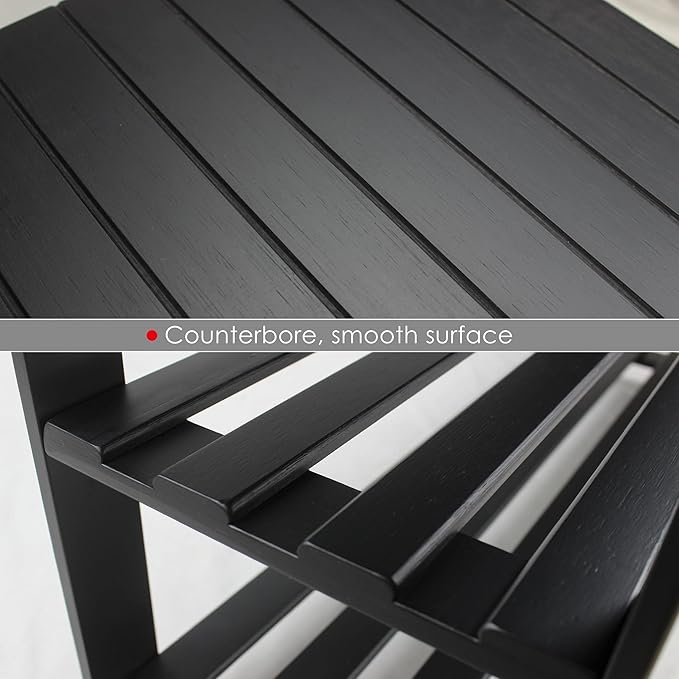 SMIBUY Bamboo Shoe Rack Bench, 3-Tier Shoe Organizer Storage Shelf for Entryway Hallway Bathroom Living Room (Black)