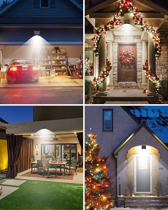4 Pack Solar Motion Sensor Lights Outdoor, 3 Modes/100LED Security Wireless IP65 Waterproof Wall Light for Front Door, Backyard, Garage, Deck