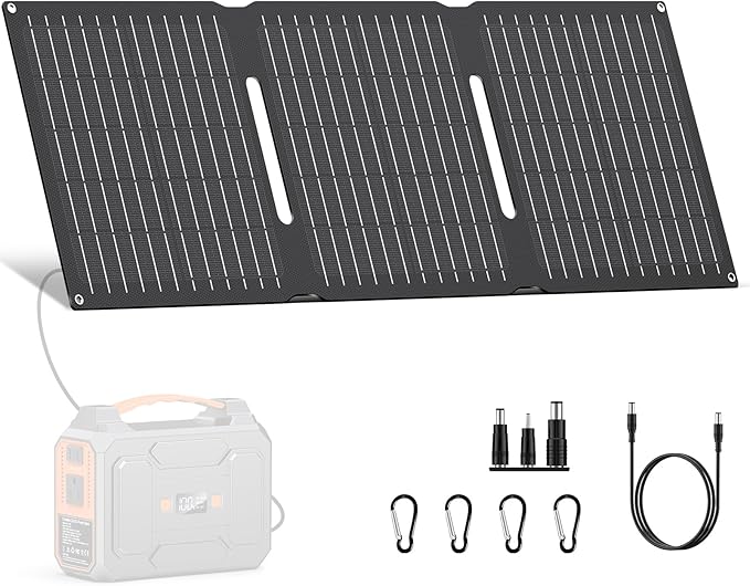 Apowking Portable Solar Panels 22W, Foldable Solar Panel Charger for Power Station, Cellphone, Laptop, Solar Panels with USB A, Type C and DC 18V Output for Camping RV Trip