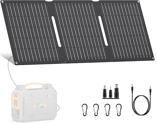 Apowking Portable Solar Panels 22W, Foldable Solar Panel Charger for Power Station, Cellphone, Laptop, Solar Panels with USB A, Type C and DC 18V Output for Camping RV Trip