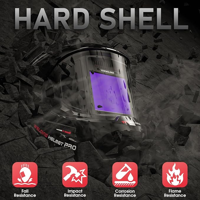 YESWELDER Auto Darkening Welding Helmet with SIDE VIEW, 180° Panoramic View, 1/1/1/1 True Color Solar Powered Welder Hood, Wide Shade 4/5-9/9-13 Welder Mask for TIG MIG ARC CUT and GRIND, LYG-Q800D