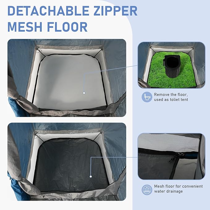 Instant Pop-up Camping Shower Tent Privacy Shelter with 1 Room/2 Rooms, Portable Outdoor Shower, Changing Room, Sun Shelter for Camping, Beach Hiking, and Fishing