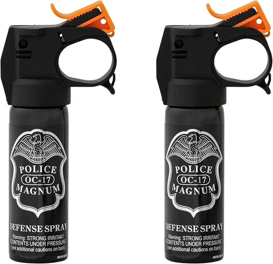 Police Magnum Self Defense Pepper Spray Fogger – Maximum Strength Personal Protection – Portable Non-Lethal Safety Gear – Made in USA – 2 Pack 3oz FM