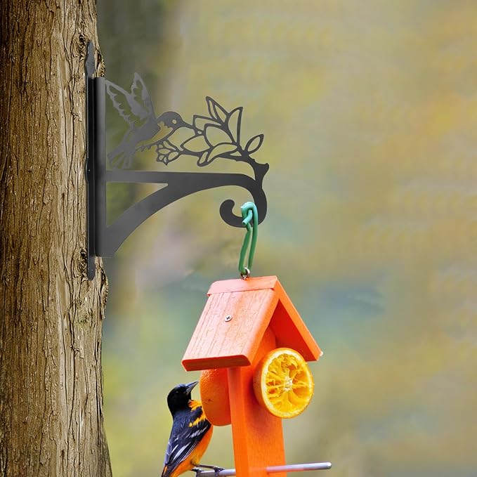 ATKKE Hanging Plant Bracket Hangers Indoor Iron Wall Mount,11??Hummingbird Silhouette Ornamental Iron Hangers Hookers for Flower Pot Lantern Bird Feeder Wind Chimes
