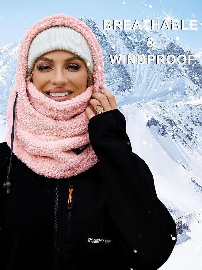 Balaclava Fleece Ski Mask for Men Women Winter Face Masks Windproof Hooded Scarf Cold Weather Hat Neck Warmer