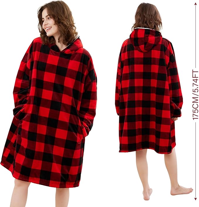 LetsFunny Blanket Hoodie,Oversized Wearable Sherpa Fleece Blanket Sweatshirt,Super Soft Warm Cozy with Giant Pocket,Gifts for Women Men Adults Teenagers Kids, One Size Fits All