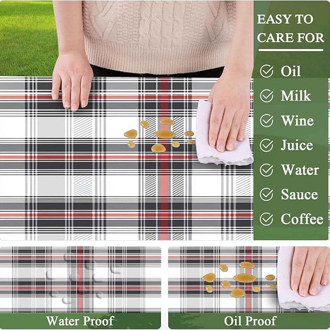 CAPSCEOLL Elastic Picnic Table Cover with Bench Covers 5Ft Waterproof Fitted Picnic Table Cover Cloths for Outdoors Camping Tablecloth with Drawstring Bag, 60X30in, Grey Red