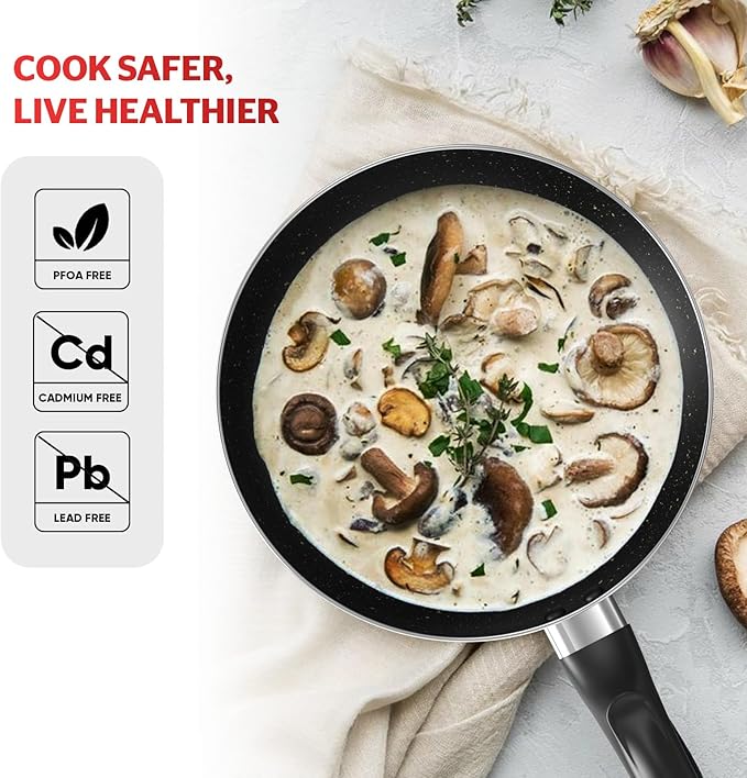 Sunhouse 3-Piece Nonstick Frying Pan Set - 8", 9.5", 11" Aluminum Frying Pan with Non-Stick Coating, PFOA-FREE, Stay-cool Handles - Gas, Ceramic