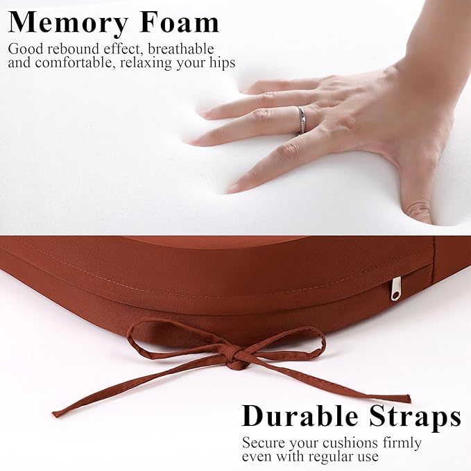 Outdoor Chair Cushions Set of 2, Waterproof Foam Patio Seat Cushions with Ties for Garden Sofa & Dining Furniture, 3-Year Color Fastness, 18x18x3 Inch, Spcie