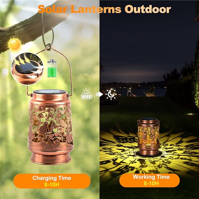 Solar Lanterns Outdoor Waterproof, Cat Garden Decor for Yard Porch Lawn Patio Pathway, Hanging Solar Lights Birthday Gifts for Women Mom Grandma Sister Friend