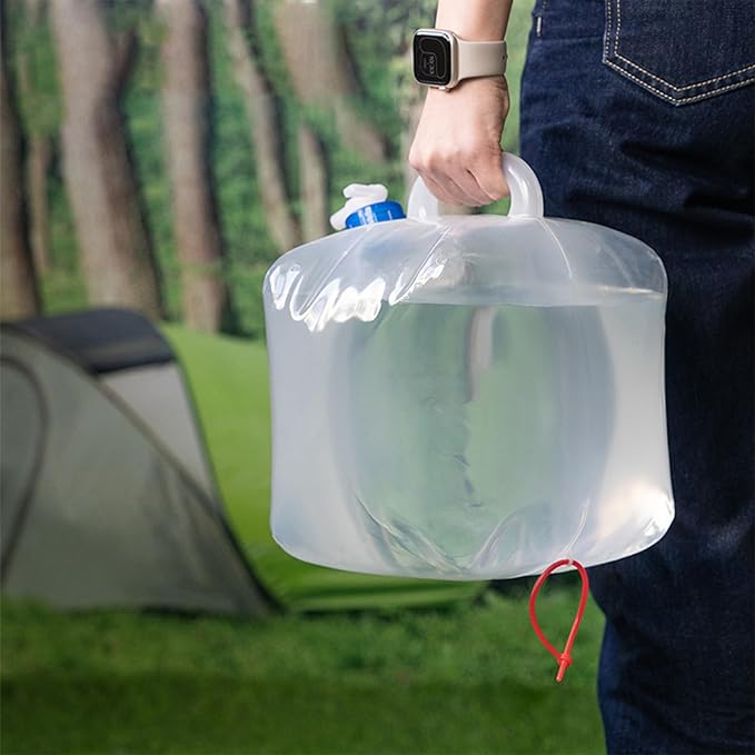 2 Pack 5.3 Gallon Collapsible Container with Spigot, Foldable Water Jug Portable Camping Water Storage Carrier Jug for Outdoors Hiking Backpack & Emergency, Food Safe