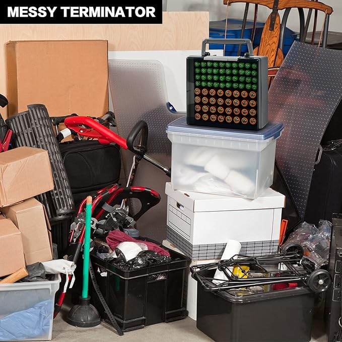 FULLCASE Battery Storage Organizer Holder Holds 72 AA AAA Batteries, Box Cases Garage Container, Home Drawer Organization Dispenser (Case Only) (Grey)