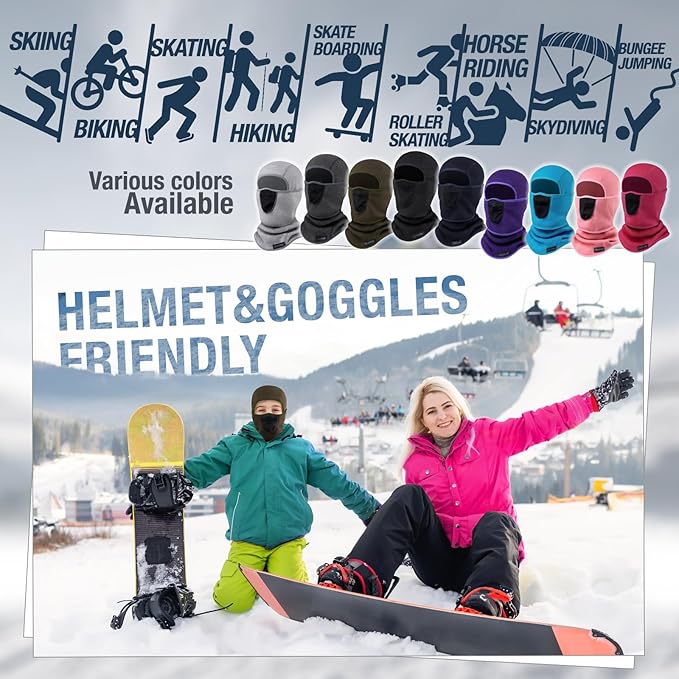 Kids Balaclava Windproof Ski Mask for Boy Girl (with Breathable Holes), Winter Hat Ski Mask for Cold Weather for Skiing