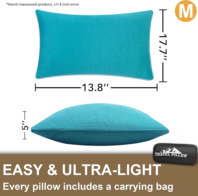 Travel Size Pillow Camping Pillow, Compressible Memory Foam Pillow, Breathable and Soft for Travel Airplane Car Hiking Outdoor