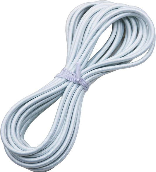 1/4" Elastic Bungee Shock Cords, 50 Feet Marine Grade Kayak Heavy Stretch String Rope & Tie Down Trailer Straps for DIY Projects White