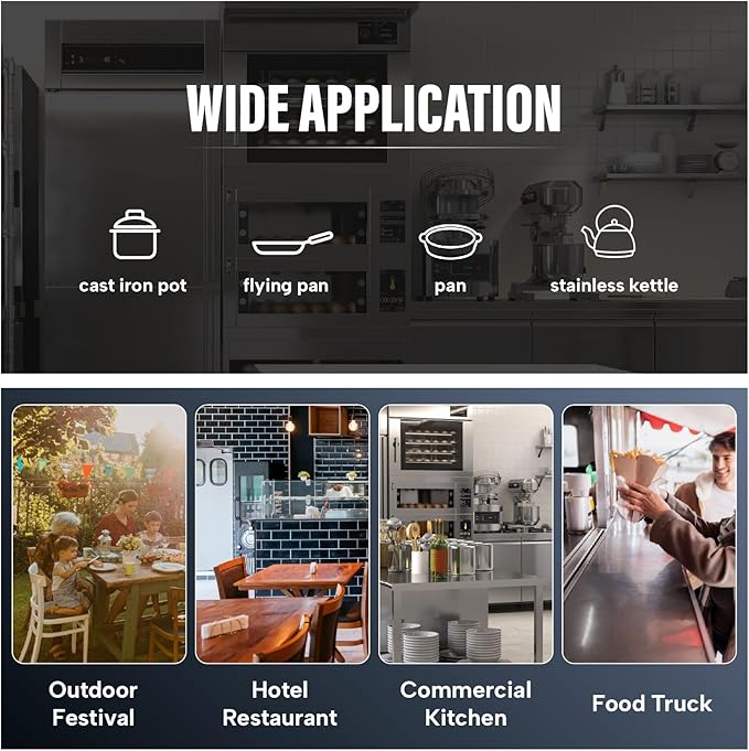 WESTLAKE Commercial Gas Stock Pot Range, Single Burner Natural Gas and Propane Stove with 80000 BTU, 18" W Countertop Cooking Stove Range Commercial Stainless Steel Gas Stock Pot for Restaurant