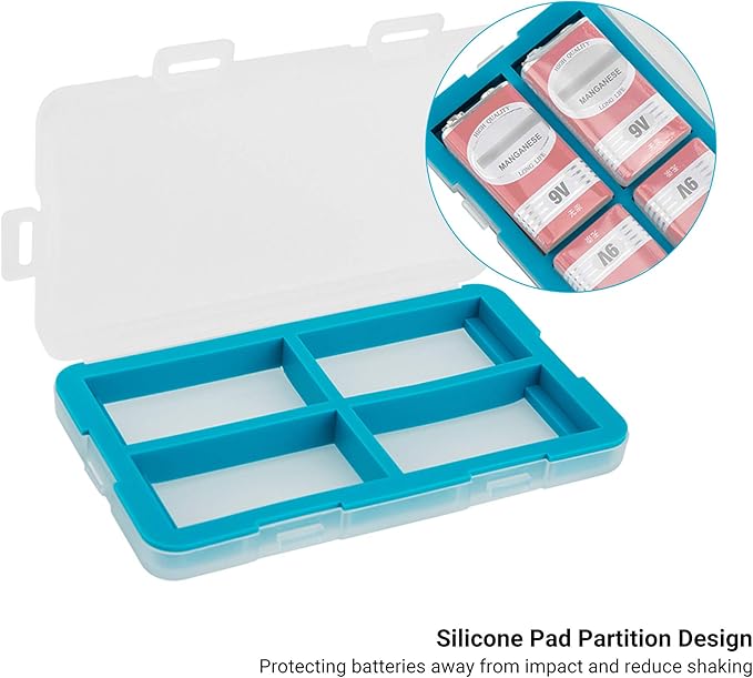 JJC 9V Battery Case for 4x 9V,Water-Resistant & Shockproof, 9V Battery Storage Organizer Carrying Case, PP Shell Ultra-Slim Easy to Carry