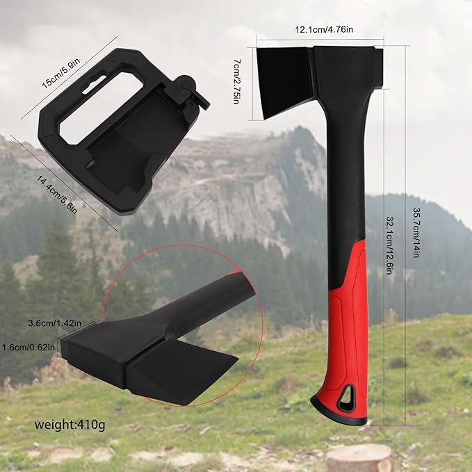 Camping Hatchet 14 Inch,Survival Hatchet Tactical for Wood Chopping and Kindling,Hatchet Axewith V Grind Blade, Lightweight Nylon Fiber Handle,for Outdoor Survival, Gardening, Hiking(XS)
