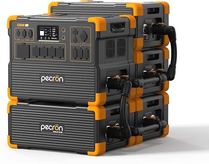 pecron Portable Power Station 3072Wh E3600LFP with 4xEP3000-48V(3072Wh) Expandable to 15360Wh, 5x3600W AC Outlets Power Station, LiFePO4 Battery Backup Solar Generator for RV, Camping, CPAP, Emergency