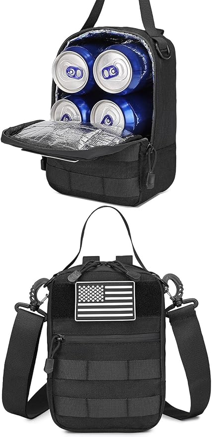 ATBP Tactical Cooler Bag Molle Pouch Fit for Militray Backpack Insulated Soft Cooler Travel Case 6 Cans Cooler Holds for Hiking Camping with 3 Ice Packs