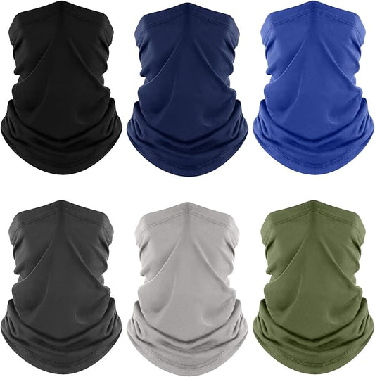 Fuinloth Neck Gaiter, 6 Pack Cooling UV Protection Bandana Buff Face Mask Gator Scarf for Men Women