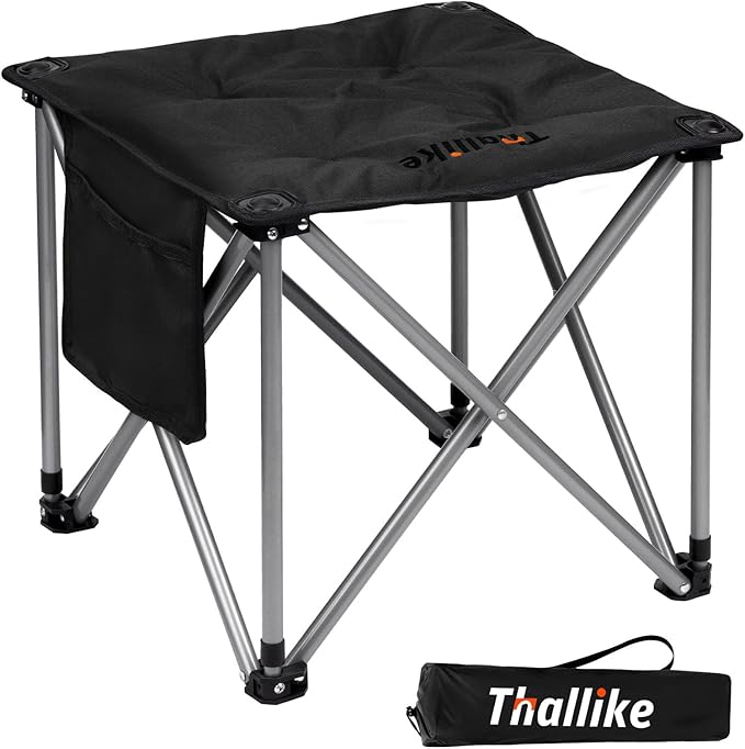 Upgraded Padded Camping Stool with Storage Bag 18 Inch Oversized Folding Foot Rest Portable Heavy Duty Camp Stool Supports 450LBS with 4 Reinforced Steel Tubes for Outdoor Hiking Fishing Lawn Travel