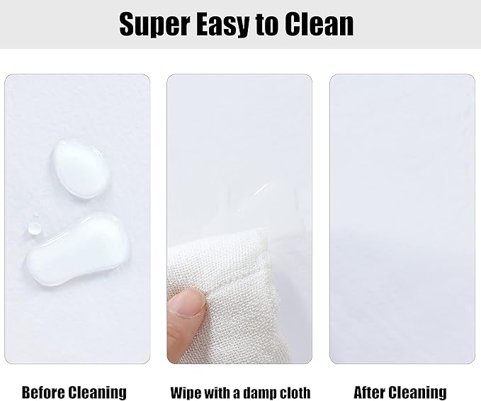 LUSHVIDA Round Waterproof Table Cover Elastic Vinyl Fitted Tablecloth Elastic Edged Plastic Table Cloth (White, Best for Up to 36"-44" Round)