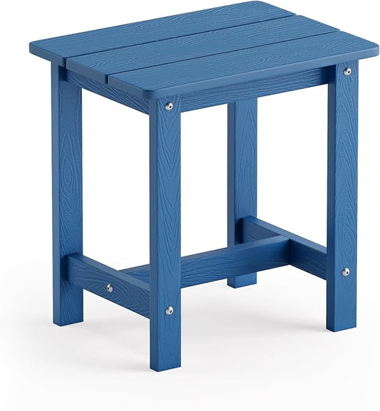 LUE BONA Outdoor Side Table, HDPS Small Outdoor Adirondack Side Tables, Outside End Table for Patio, Porch, Deck, Pool, Weather Resistant/Easy Maintenance, Navy Blue