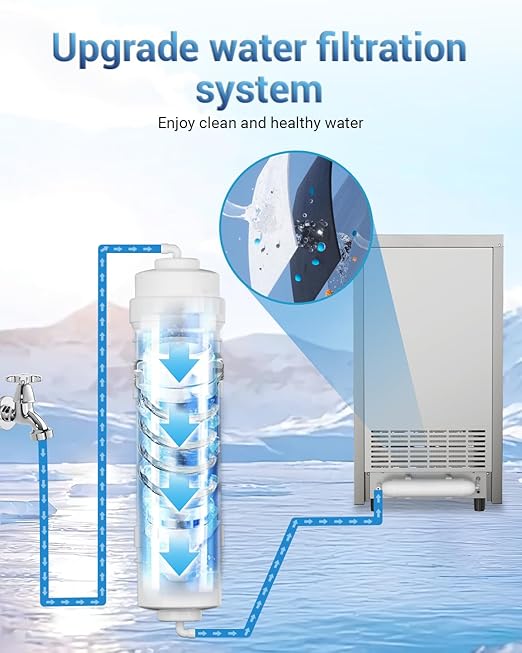 Commercial Ice Maker Machine, 120lbs/24H Under Counter Ice Maker, 22~33Lbs Stainless Steel Storage Capacity, 12 Adjustable Thickness Settings, Self-Cleaning, Ideal for Home, Cafe, Bar, Clinic (120LBS)