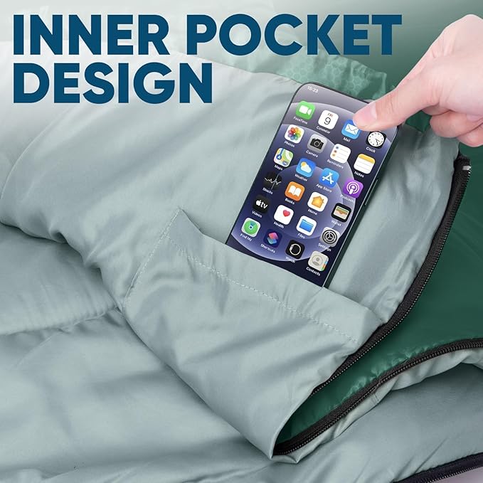 PTEROMY Sleeping Bags for Adults, Lightweight Water Resistant Backpacking Camping Sleeping Bag for Warm Cold Weather, Camping Essentials for Hiking Outdoor Travel