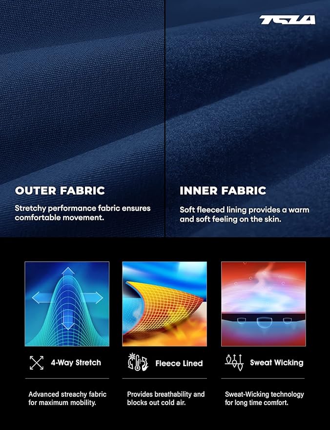 TSLA Men's Thermal Underwear Set, Microfiber Soft Fleece Lined Long Johns, Winter Warm Base Layer Top & Bottom