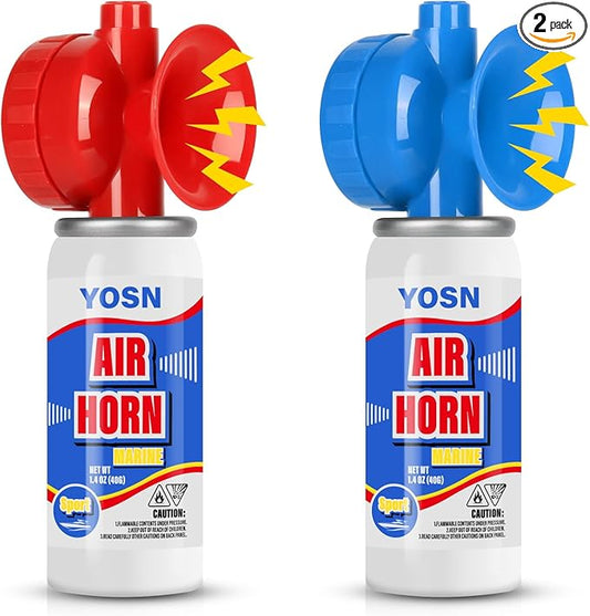 Marine Boat Air Horn 1.4oz, Loud Mini Handheld Air Horns for Safety, Mini Small Compressed Can Blow Fog Bear Horn, Emergency Use for Boating, Hiking, Camping, Sporting Events Outdoor Alarm (2PCS)