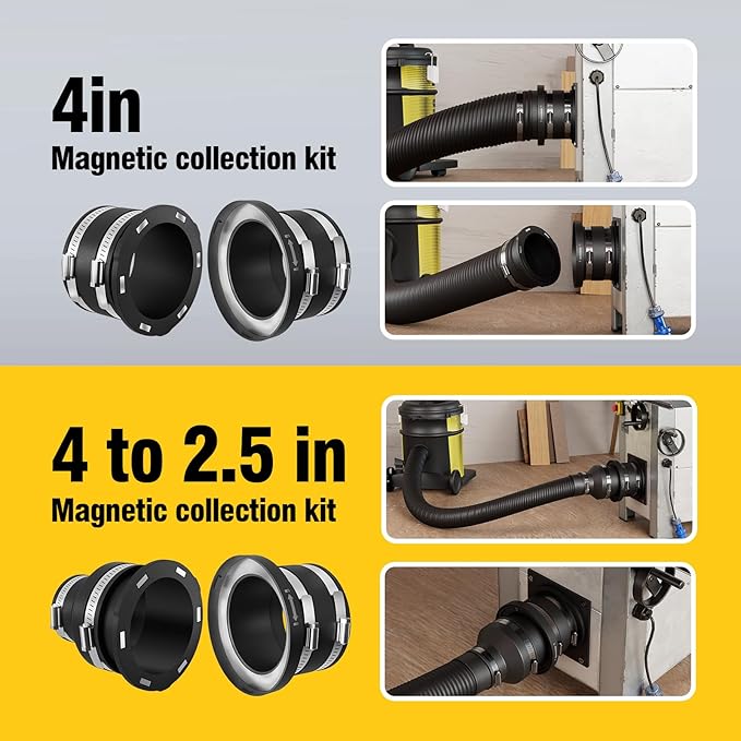 4 Inch Magnetic With Interlock Dust Collection Starter Kit for Dust Collectors, Fast Connect Dust Hose to Machinery Port, Dust Collector/Vacuum Fittings 2 Pack
