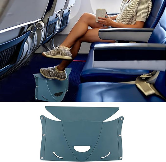 Travel Foot Rest for Airplane & Office - Portable Under Desk Foot Stool, Relieves Back & Knee Pain, Comfort for Long Flights, Cars, Subways & Trains (Blue)