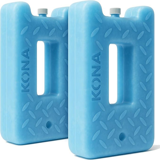 Kona Blue Ice 2 Pound Ice Packs for Coolers - Long Lasting Design - Refreezable Reusable Cooler Ice Pack (2)