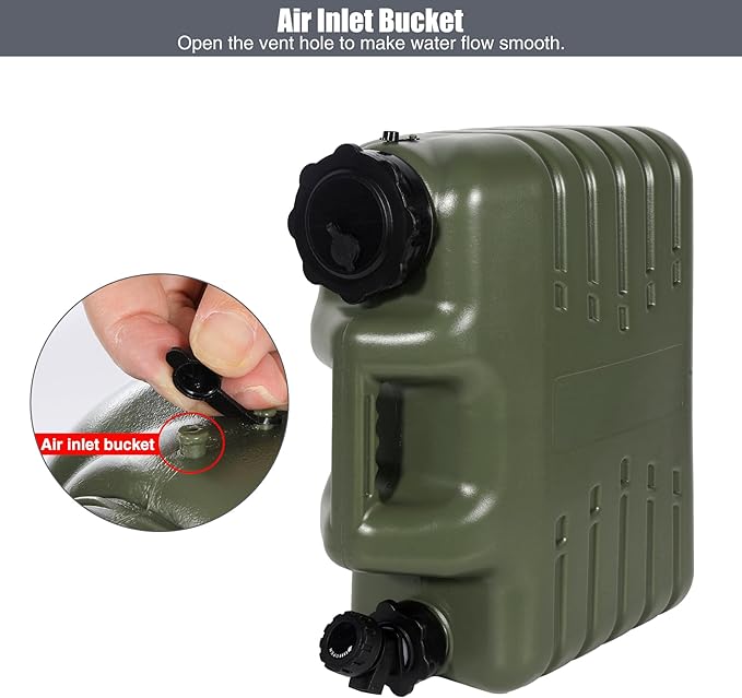 RedSwing 4 Gallon/15L Thickened Water Jug, Camping Water Container, Truly No Leakage Water Storage with Spigot, Large Military Water Tank,BPA Free Portable Overlanding Gear for Outdoors,Hiking,Green