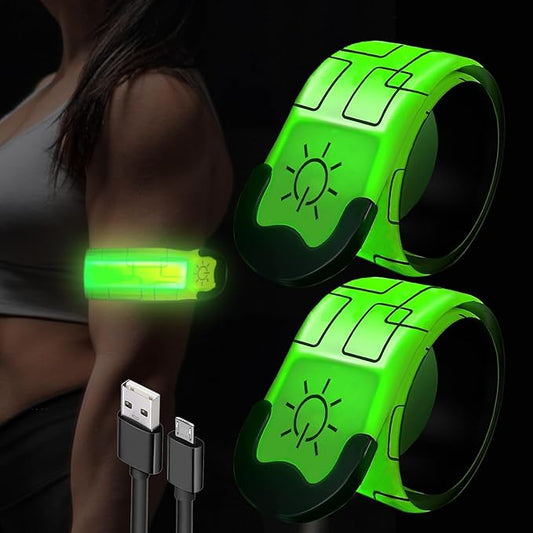LED Armband for Running,USB Rechargeable Safety Light for Runners,High Visibility Light Up Band Reflective LED Bracelet for Night Walking Jogging Cycling Running Gear