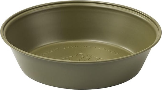 Camping Plates 2pcs Set, Stainless Steel Deep Round Plates, Insulated Dinnerware Cookware, Olive Green