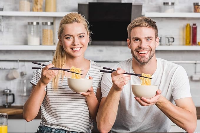 5 Pairs Chopsticks Wooden, Glamfields Reusable Chop sticks, Non-slip Japanese Style gift set