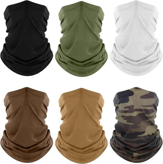 Fuinloth Neck Gaiter, 6 Pack Cooling UV Protection Bandana Buff Face Mask Gator Scarf for Men Women