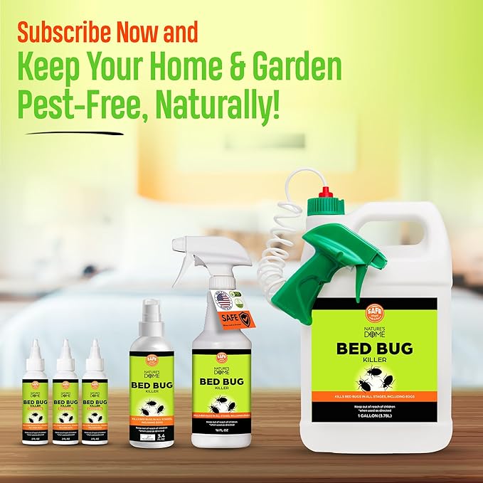 Nature's Dome Bed Bug Spray – 100% Kill Rate, 1 Gallon Natural Bed Bug & Mite Killer, Destroys Eggs, Kills Resistant Strains, Long-Lasting Protection, Safe for Home Use