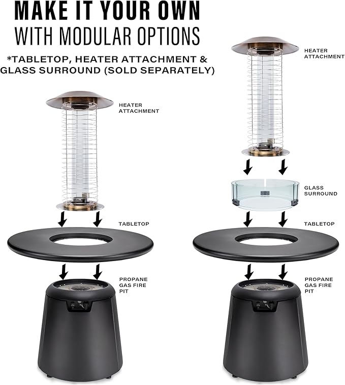 TIKI 28.5-Inch Customizable Propane Fire Pit, 40,000 BTU Outdoor Gas Fire Pit with Lava Rocks & Burner Cover – Modern Black Design for Patio, Backyard, and Outdoor Spaces