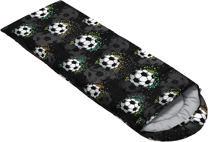 AILONEN Blue Glowing Basketball Sleeping Bag for Kids Boys,Warm and Cool Weather,Lightweight,Waterproof Backpacking,City Theme Ball Sports Sleeping Bag for Camping