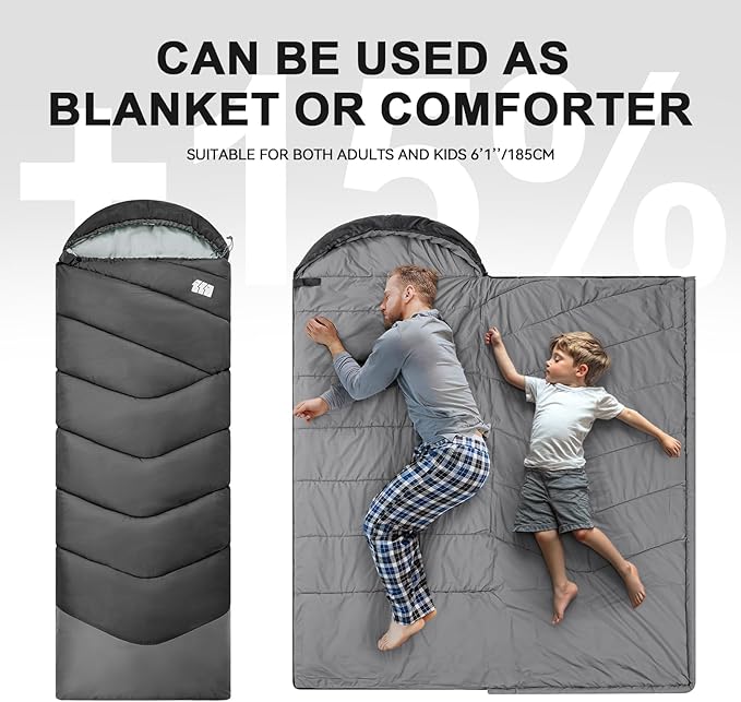 Sleeping Bags for Adults Cold Weather,Portable, Waterproof,Lightweight Sleeping Bag for Tall Girls Boys with Compression Sack for Warm Camping, Hiking, Outdoor & Indoor