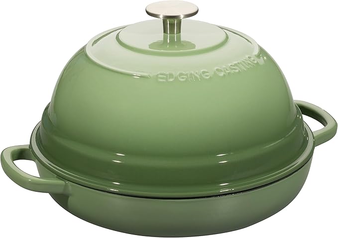 Enameled Cast Iron Dutch Oven Pot with Lid, Round Bread Oven for Homemade Sourdough Bread Baking, 6 Quart, Pistachio Green