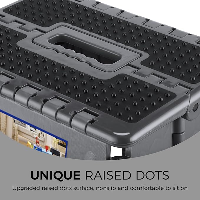 ACKO Folding Step Stool 13 inch Height Premium Heavy Duty Foldable Step Stools for Adults and Kids, Kitchen Plastic Small Collapsible Stepping Stool Hold Up to 300 LB Dot Grey (1 Pack)